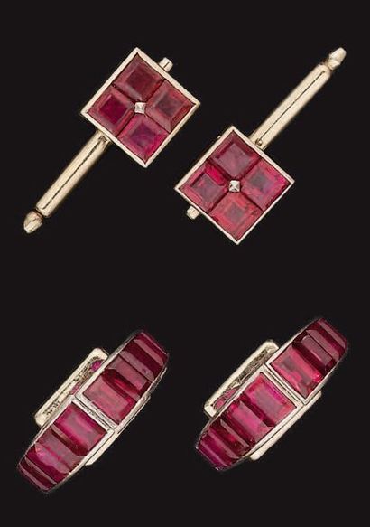 VAN CLEEF & ARPELS Ensemble en or et platine...