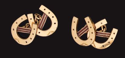 Paire de boutons de manchettes en or, stylisant...