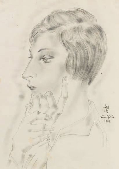Léonard-Tsuguharu FOUJITA (1886-1968)
Tête...