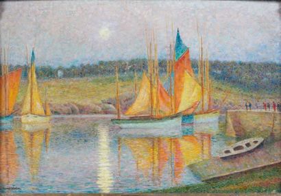 Gabriel DENEUX (1856-?)
Lever de lune à Concarneau....