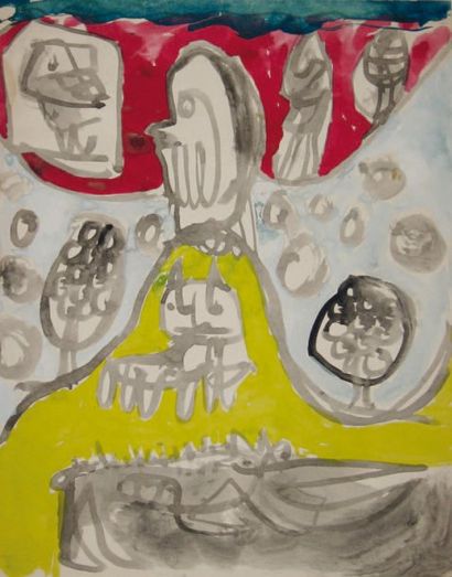 Asger JORN (1914-1973)
Composition au chien,...