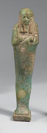 Oushebti en faïence verte, Anépigraphe Egypte,...