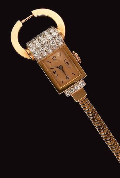 Montre bracelet de dame en or jaune, le boîtier...