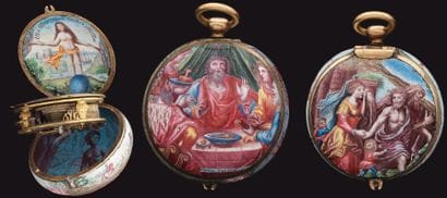 Rare petite montre bassine, pendentif, vers...