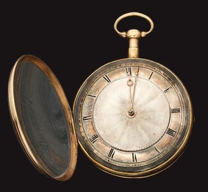 Belle montre de poche en or, cadran émaillé...