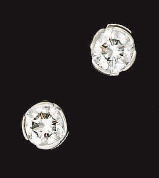 Paire de boutons d'oreille en or gris, ornés...