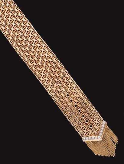 Large bracelet ceinture et articulé, en or...