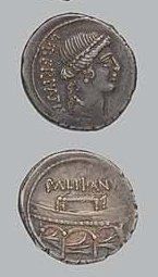 LOLLIA (45 av. J.C.)
Denier. Tête de la Liberte,...