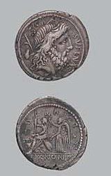 NONIA (59 av. J.C.)
Denier. Tête de Saturne,...