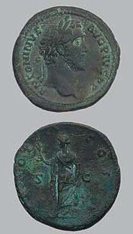ANTONIN LE PIEUX (138-161)
As Sa tête à d.,...