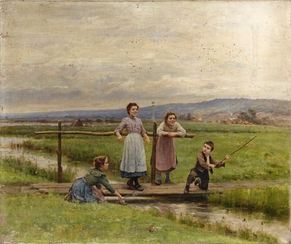 César PATTEIN (1850-1931)
Enfants pêchant....