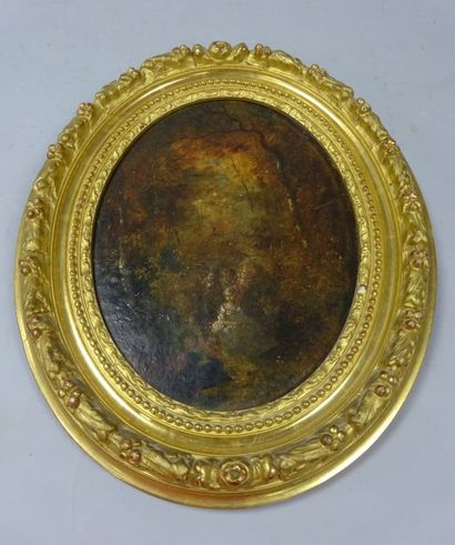 Ecole du XIXe siècle
Scène galante.
Huile...