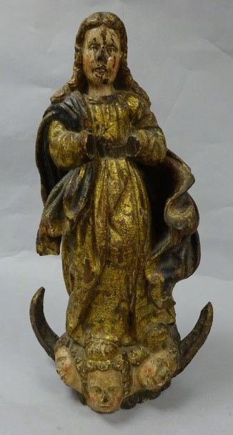 Vierge de l'Assomption en bois sculpté, polychromé...