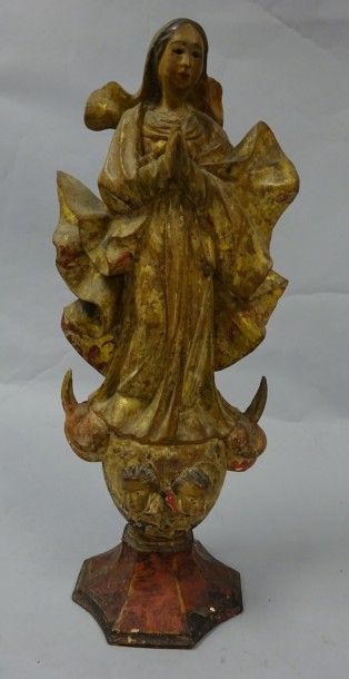 Vierge de l'Assomption en bois sculpté avec...
