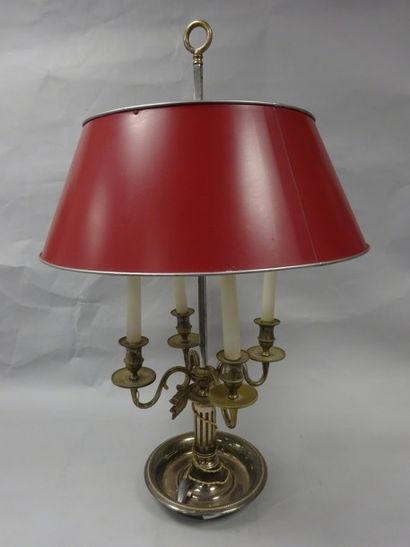 Grande lampe bouillotte en métal argenté...