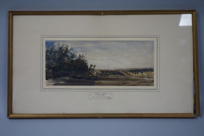 Paul HUET (1803-1869) 
Paysage animé. 

Aquarelle...