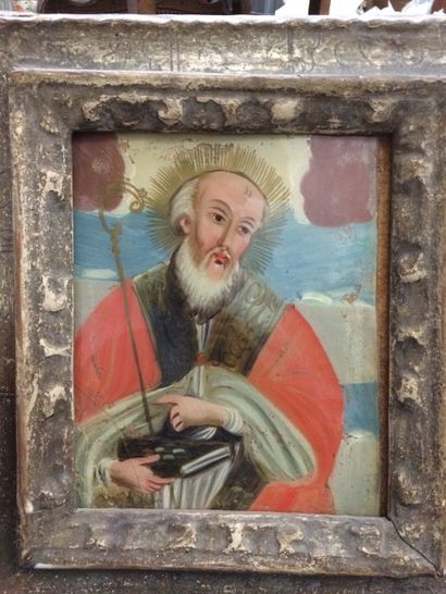 Saint évêque.

Fixé sous verre.

XIXème siècle.

24,5...