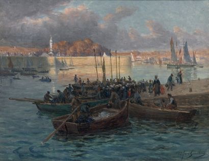 Alfred GUILLOU (1844-1926)
Retour de pêche.
Huile...