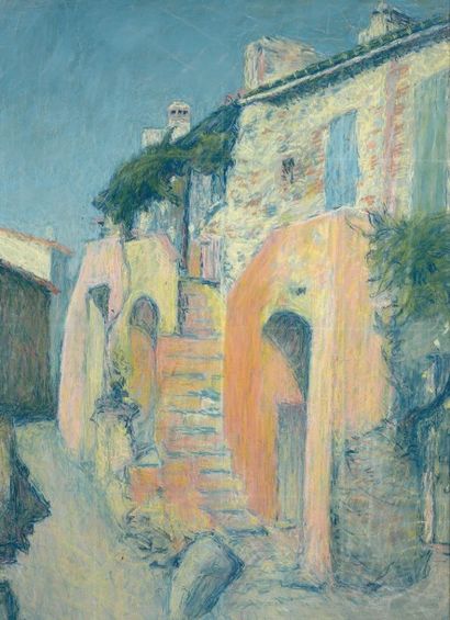 Achille LAUGE (1861-1944)
Maison à Collioure.
Pastel...