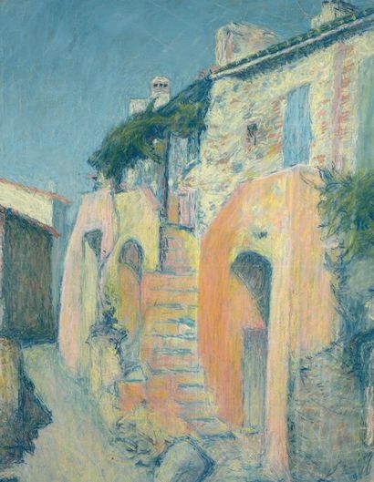 Achille LAUGE (1861-1944)
Maison à Collioure.
Pastel...