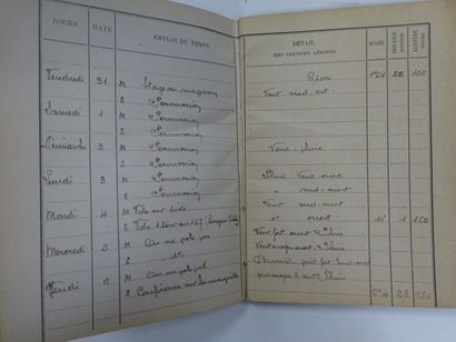 Rare ensemble de six carnets de vol du pilote...