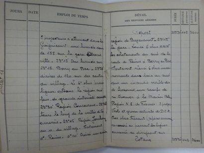 Rare ensemble de six carnets de vol du pilote...