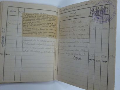 Rare ensemble de six carnets de vol du pilote...