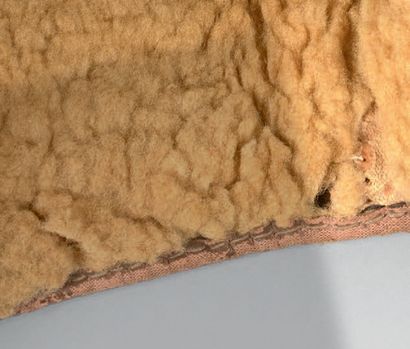 Bonnet de vol en cuir naturel brun et doublure...