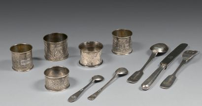 RUSSIE
Lot d'objets de table en argent (875)...