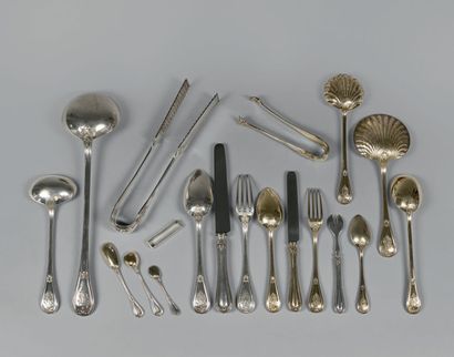 QUEILLE
Ménagère en argent (925) blanc et...
