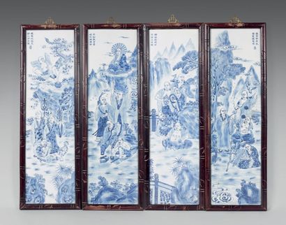 CHINE
Quatre plaques de forme rectangulaire...