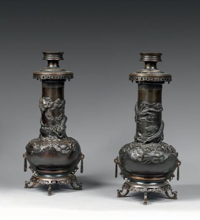 F.BARBEDIENNE
Paire de pieds de lampes en...