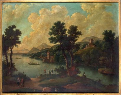 Ecole Italienne du XIXe siècle
Paysage lacustre...