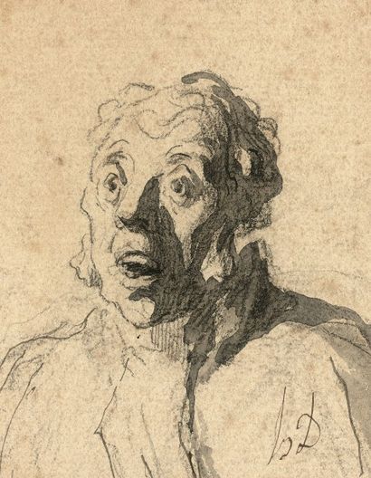 Honoré DAUMIER (1808-1879)
Portrait d'homme.
Crayon...