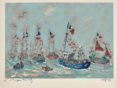 André HAMBOURG (1909-1999)

Marine.
Lithographie...