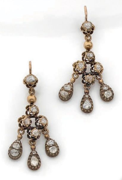 Paire de pendants d'oreilles girandoles en...