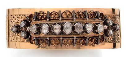 Bracelet en or jaune (750 millièmes) et argent,...