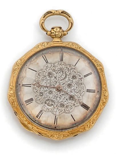 Montre en or jaune (750 millièmes) et argent...