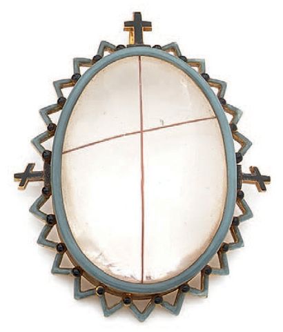 Pendentif de forme ovale en or (750 millièmes),...