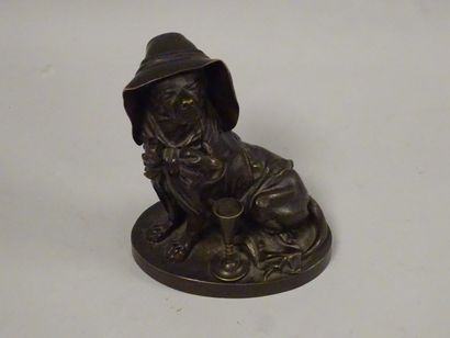 Chien fumeur formant encrier. 

Epreuve en...