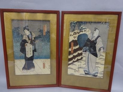 Paire d'estampes japonaises. 

XXe siècle....