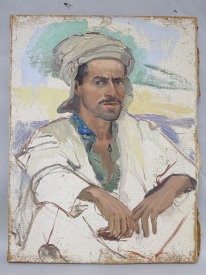 Ecole du XXe siècle 

Portrait d'homme.

Huile...