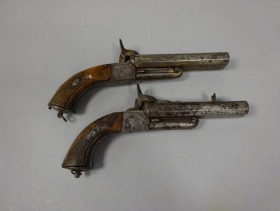 Paire de pistolets à broches.

Canons lisses...