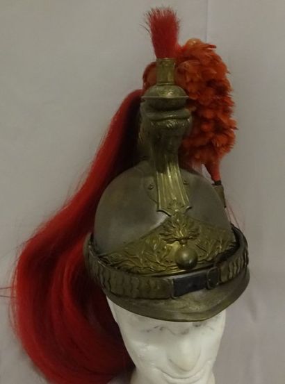 Casque de Cuirassier troupe modèle 1873.

Portant...