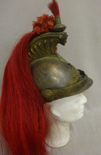 Casque de Cuirassier troupe modèle 1873.

Portant...