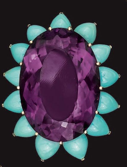 Important pendentif en or, stylisant une...