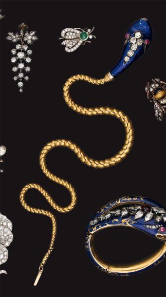 Collier serpent en or jaune fait d'un jonc...