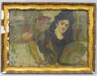 École du XXe siècle
Femme à l'éventail. 

Toile...