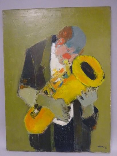 Claude Aliotti (1925-1989)
Le clow musicien.

Huile...