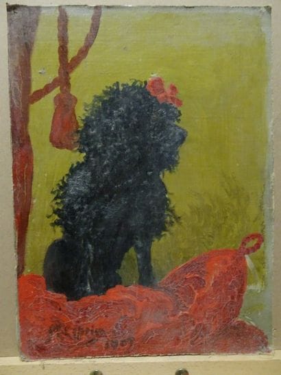 Ecole Moderne


Caniche assis sur un coussin.

Huile...